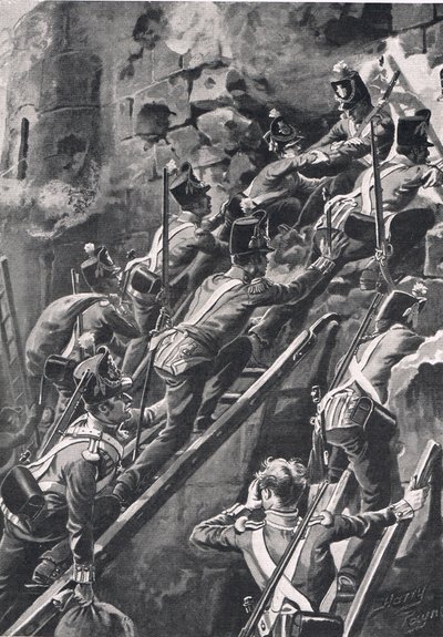 The Connaught Rangers at the Storming of Ciudad Rodrigo, 19th January 1812, illustration from 